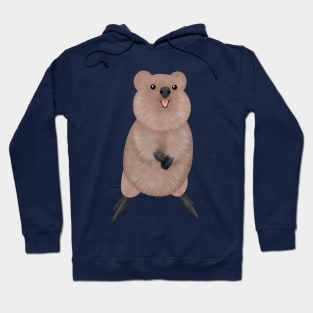 Happy smiling cute quokka cartoon design Hoodie